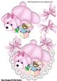 Pink Bear Laying Down with Jack in a Box on Lace Bib