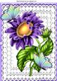 Pretty Purple Sunflower on Lace with Rainbow Butterflies A4
