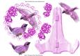 Pretty Pink Birds on Lace with Roses, Plate and Stand