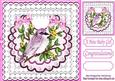 Pretty Pink Bird with Flowers on Lace Bib 8x8