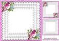 Pretty Pink Bird with Flowers on Lace 8x8 Insert