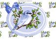 Pretty Bluebird on a Branch with Flowers in Pearl Frame A4