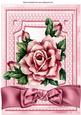 Painted Vintage Pink Rose with Butterflies and Bow A4