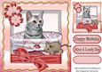 Cute Kitten and Mouse in a Basket with Bow 8x8