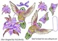 Pretty Humming Bird with Purple Lillies and Butterflies A4