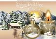 Lovely Snow Scene with Cottage, Beige Candle and Bauble A4