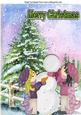 Little Girls Building a Snowman in the Snow A4