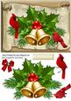 Vintage Scroll with Bells and Red Cardinals