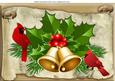 Vintage Scroll with Bells and Red Cardinals A4