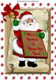 Santa on a Scroll with His Christmas List & Bells A4