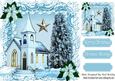 Pretty Church in the Snow with Silver Star 8x8