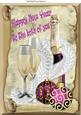 Happy New Year! Champagne and Glasses Pink A4