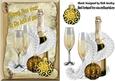 Happy New Year! Champagne and Glasses Gold Baubles