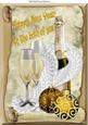 Happy New Year! Champagne and Glasses Gold Baubles A4