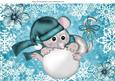 Little Christmas Mouse on a Snowball A4