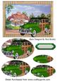 1948 Green Vintage Woody Car with Cottage Oval Pyramids