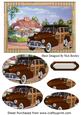 Blue 1948 Brown Woody Car, with Pretty Cottage Oval Pyramids