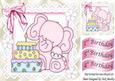 Cute Pink Elephant with Birthday Cake 8x8