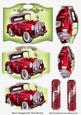 Red Vintage Car on a Plaque, Bracket Pyramids