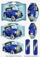 Blue Vintage Car on a Plaque, Bracket Pyramids