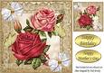 Pretty Pink and Red Roses with Gold Butterflies 8x8