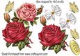 Pretty Pink and Red Roses with Gold Butterflies A4