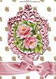 Pretty Pink Roses and Bow in Ornate Frame A4