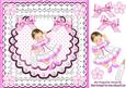Cute Baby Girl on Bib with Pearls and Bows 8x8