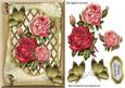 Pretty Roses on Lattice Frame on a Scroll with Butterflies