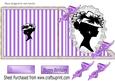 Vintage Silhouette Lady in Hat on Lace on Purple Stripe