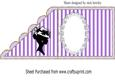 Vintage Silhouette Lady in Hat on Purple Stripe Insert