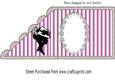 Vintage Silhouette Lady in Hat on Lace on Rose Stripe Insert