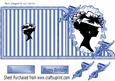 Vintage Silhouette Lady in Hat on Lace on Blue Stripe