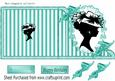Vintage Silhouette Lady in Turq Stripe Edge Card