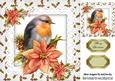 Red Robin on Lace with Poinsettias and Holly 8x8