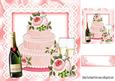 Pink Cake with Champers & Roses 8x8