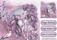 Pretty Pink Unicorn with Little Bird & Rainbow 8x8