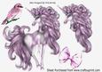 Pretty Pink Unicorn with Little Bird and Bow A4