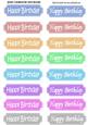 Funky & Elegant Coloured Birthday Tags in White Script
