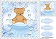 Blue Clouds and Sleepy Bear on Pillows in Lace 8x8