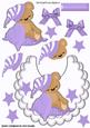 Baby Teddy with Her Purple Blanket on Lace Bib