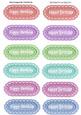 Scalloped White Script Pastel Tags with Birthday