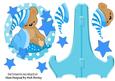 Cute Teddy with His Blue Blanket and Stars Plate and Stand