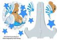 Cute Teddy with His Grey Blanket and Stars Plate and Stand