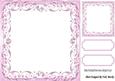 Lovely Pink Scroll Frame, with Topper & Tags 8x8