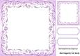 Lovely Lilac Scroll Frame, with Topper & Tags 8x8