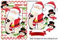 Santa with His List and Snowman in Top Hat