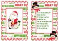 Santa with His List and Snowman in Hat Insert with Verse