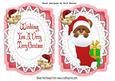 Christmas Teddy in a Stocking with Robin, Bracket Card