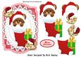 Christmas Teddy in a Stocking with Robin, Bracket Topper